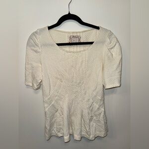 Stamps By Anthropologie Elegant Cream Textured Women's Top SZ M